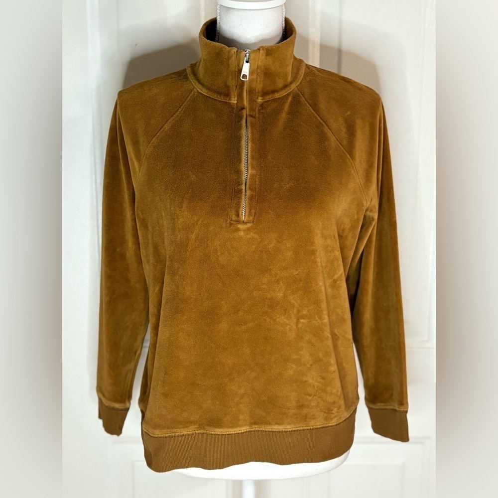 Madewell Mwl Velour Half-Zip Sweatshirt